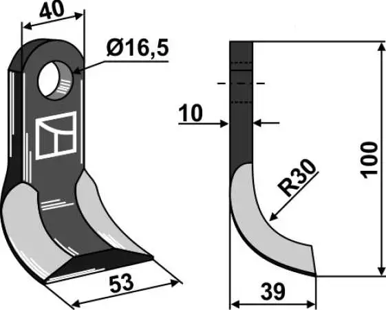 Y-Messer 105x40mm